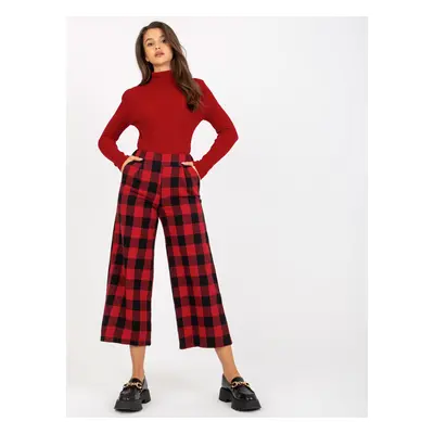 Black and Red Wide Checkered Culotte Pants