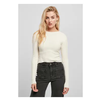 Women's sweater with short rib knit - white