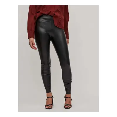 Black leatherette leggings VILA Barb - Women