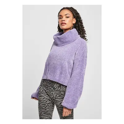 Women's short chenille sweater - lavender