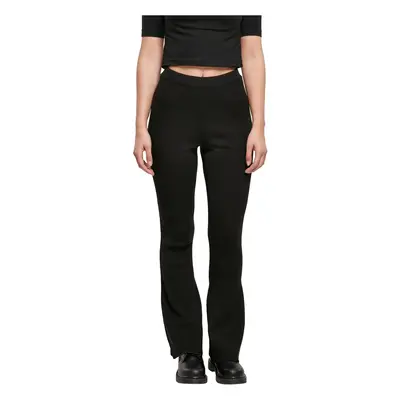 Women's Rib Knit Bootcut Leggings - Black