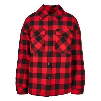 Women's flannel padded overshirt black/red