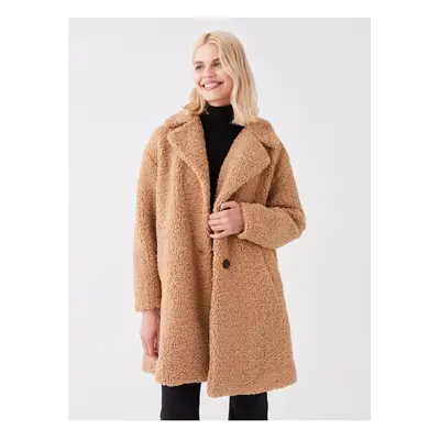 LC Waikiki Women's Jacket Collar Straight Long Sleeve Teddy Coat