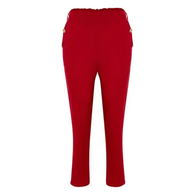 Trendyol Curve Red Woven Gold Button Detailed Trousers