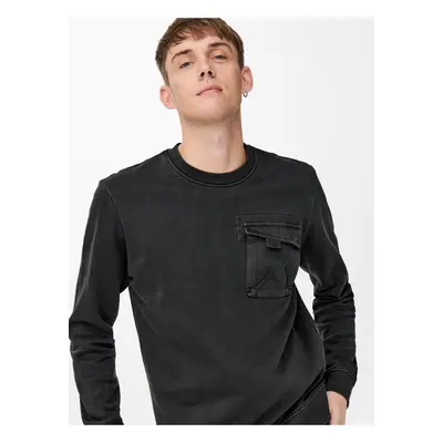 Dark gray men's sweatshirt with pocket ONLY & SONS Jimi - Men