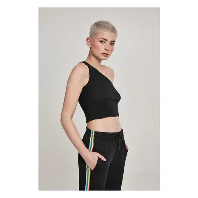 Women's cropped asymmetrical top black