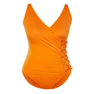 Trendyol Curve Orange Double Breasted Tie Detailed Swimsuit