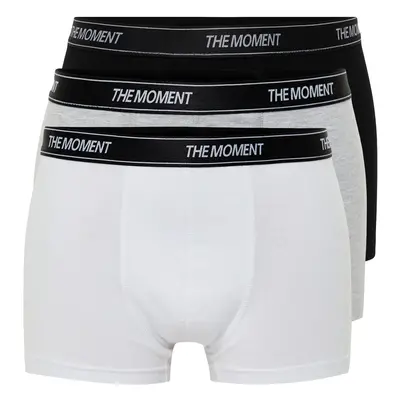 Trendyol Black Lettered Elastic 3-Piece Cotton Boxer