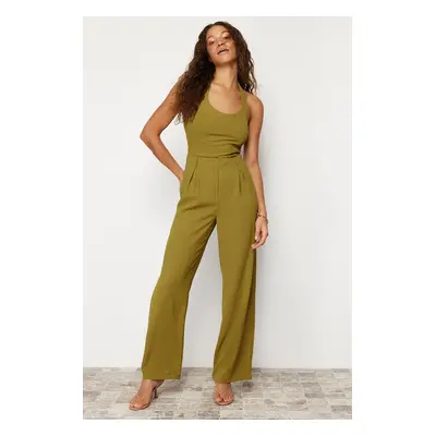 Trendyol Green Maxi Crepe Maxi Woven Jumpsuit