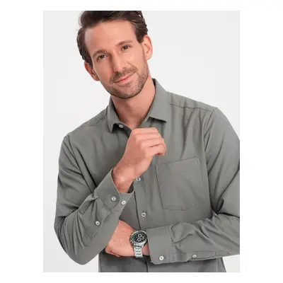 Ombre Men's REGULAR FIT shirt with pocket - khaki