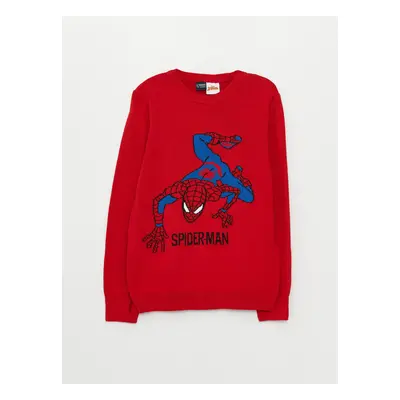 LC Waikiki Crew Neck Spiderman Patterned Long Sleeve Boy's Knitwear Sweater