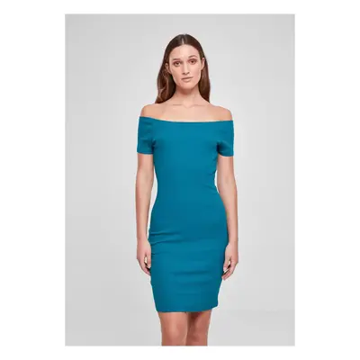 Women's Dress Off Shoulder Rib - Green-Blue