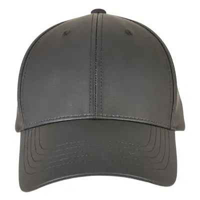 Black Alpha Shape Dad Synthetic Leather Cap