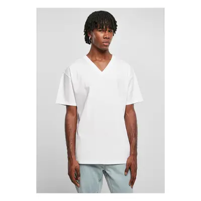 Eco-friendly oversized V-neck T-shirt white