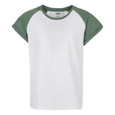 Girls' contrasting raglan t-shirt white/sage