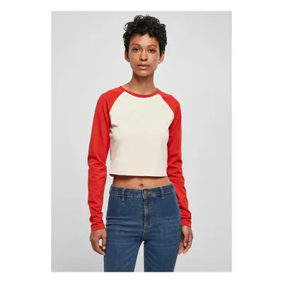 Women's Organic Cropped Retro Baseball Long Sleeve White Sand/Huge