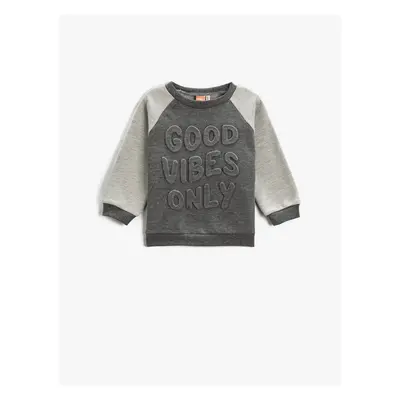 Koton Crew Neck Color Block Embossed Sweat