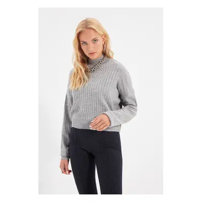 Trendyol Gray Stand Up Collar Knitwear Sweater