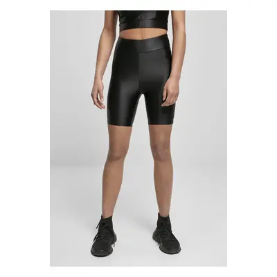 Women's Shiny Metallic High-Waisted Cycling Shorts Black