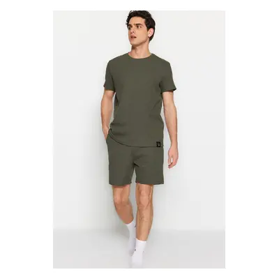 Trendyol Khaki Regular Fit Pajama Set with Shorts