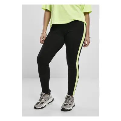 Women's Neon Leggings with Side Stripe Black/Electric Lime