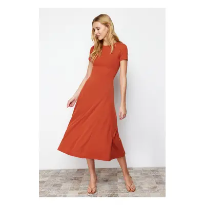 Trendyol Tile Skirt Flounced Midi Flexible Knitted Maxi Dress