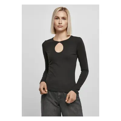 Women's Organic Long Sleeve Keyhole Black