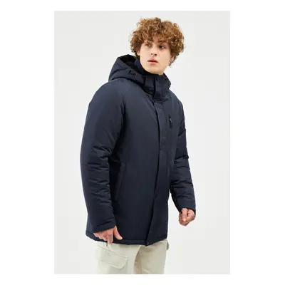 River Club Men's Navy Blue Detachable Hooded Water and Windproof Winter Coat & Coat & Parka