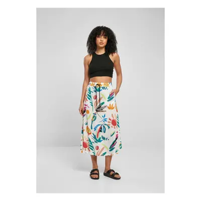 Women's viscose midi skirt white sand and fruit