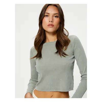 Koton Long Sleeve T-Shirt Crew Neck Ribbed Cotton