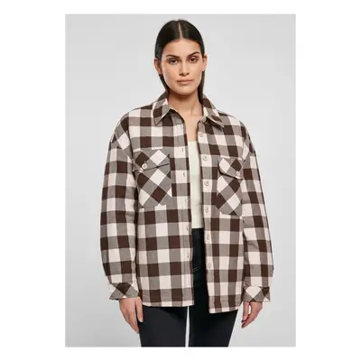 Women's flannel padded overshirt pink/brown