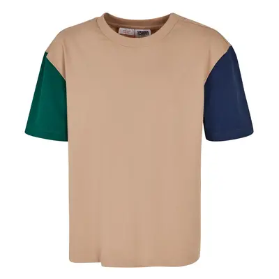 Boys' Organic Oversized T-Shirt Colorblock unionbeige