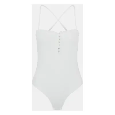 White Women's Bodysuit Pieces Leaf - Women's