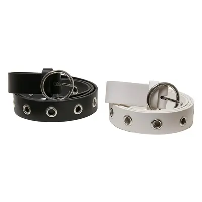 Synthetic leather eyelet strap packs black/white