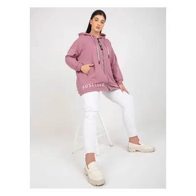 Plus size powder pink zip-up sweatshirt