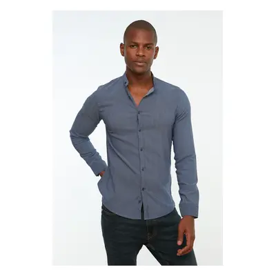 Trendyol Navy Blue Men's Slim Fit Large Collar Shirt