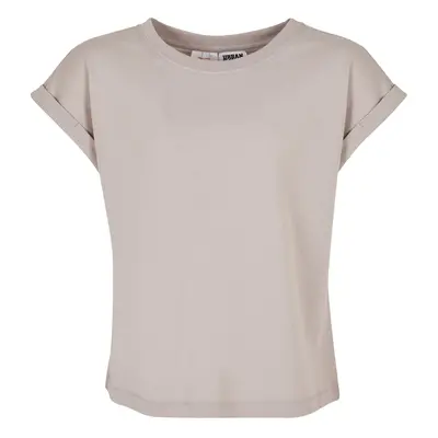 Girls' organic t-shirt with extended shoulder in warm gray