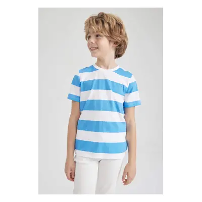 DEFACTO Boy Regular Fit Crew Neck Striped Patterned Short Sleeve T-Shirt