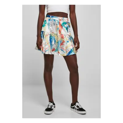 Women's Satin Mini Skirt AOP Soft Yellow Holiday