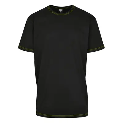 Heavy Oversized Contrast Stitch Tee Black/Electric Lime