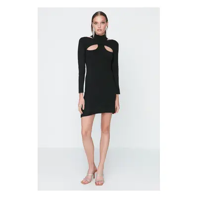 Trendyol Black Collar Detailed Knitwear Elegant Evening Dress