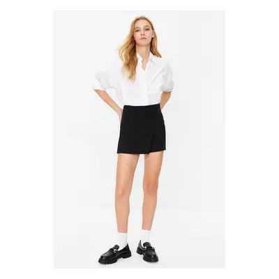 Trendyol Black Knot Detailed Woven Shorts Skirt