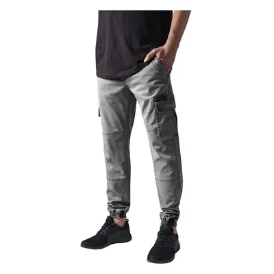 Washed Cargo Twill Jogging Pants Grey