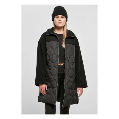 Women's Oversized Sherpa Quilted Coat Black