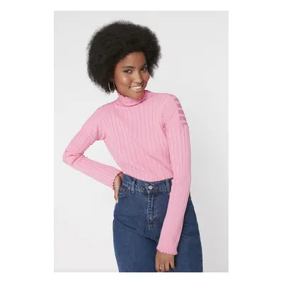 Trendyol Pink Padded Stand Up Knitwear Sweater