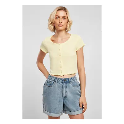 Women's T-shirt with buttons and ribs in soft yellow color