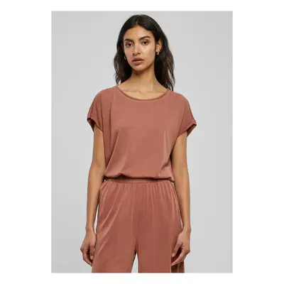 Women's Modal Terracotta T-Shirt with Extended Shoulder