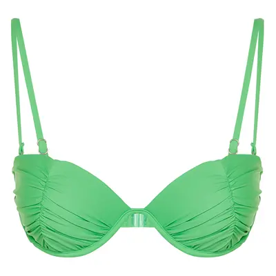 Trendyol Green Balconette Draped Push Up Bikini Top