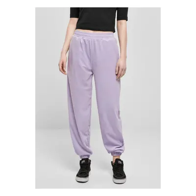 Women's balloon velvet trousers with a high waist lavender