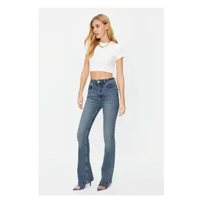 Trendyol Blue High Waist Flare Jeans